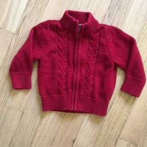 Cherokee knit sweater, red. Size 6-9 months.